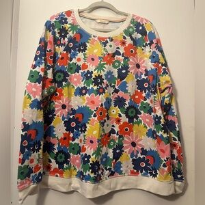Boden Printed Cotton Sweatshirt Ivory, Paintbox Ditsy Sz: XL